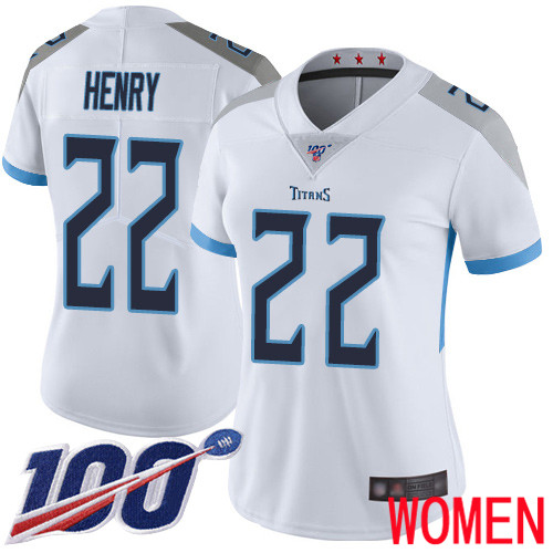 Tennessee Titans Limited White Women Derrick Henry Road Jersey NFL Football #22 100th Season Vapor Untouchable